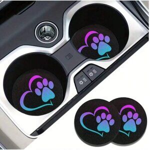 Heart & Paw Absorbent Car Coaster 2 Pack Ombre NWT